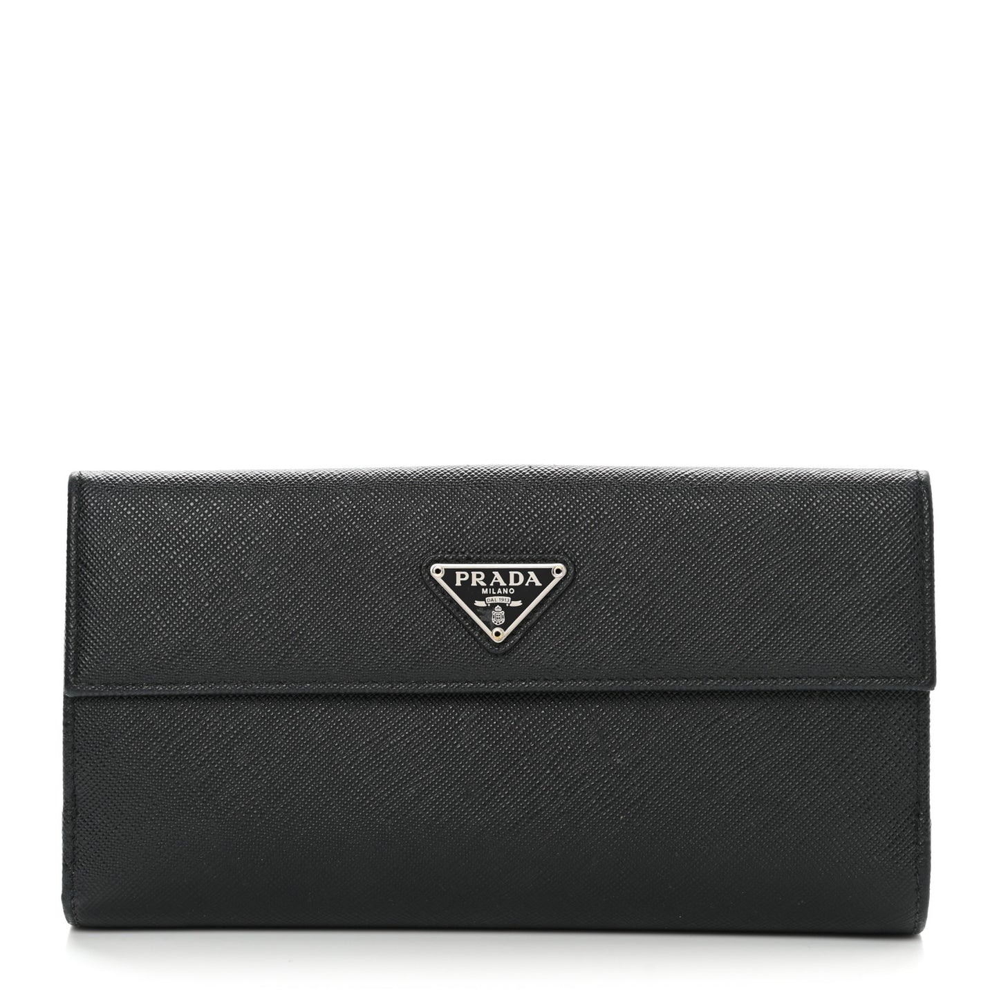 Saffiano Triangle Continental Flap Wallet Black