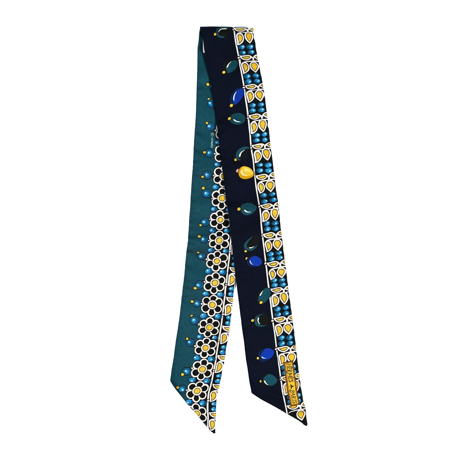 Hermes Silk Parures Des Maharajas Twilly Marine Cannard Jaune 2 of 4