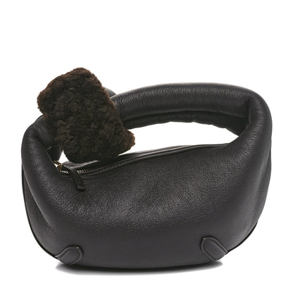 Bottega Veneta Calfskin Shearling Aviator Mini Jodie Dark Brown Fondant 1 of 9