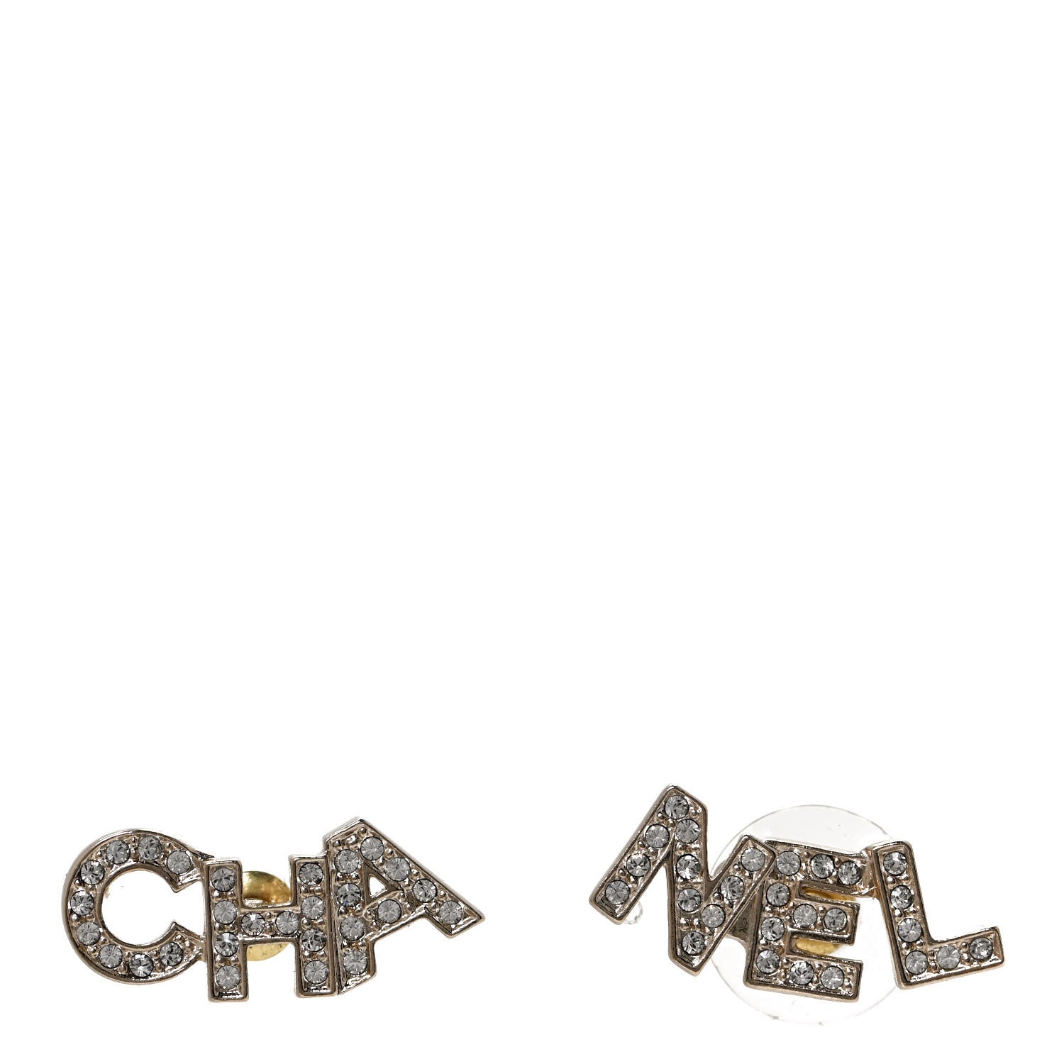 Chanel Crystal Pearl Signature Stud Earrings Gold 1 of 5