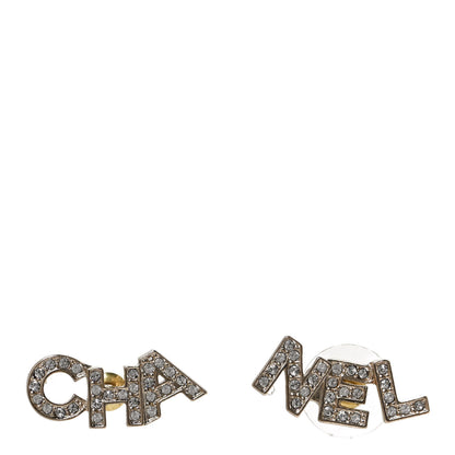 Chanel Crystal Pearl Signature Stud Earrings Gold 1 of 5