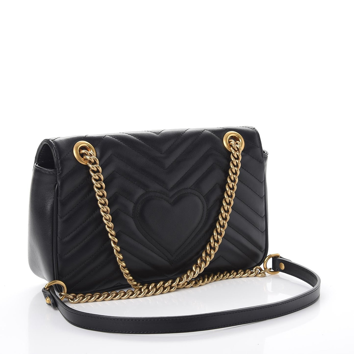 Calfskin Matelasse Small GG Marmont Shoulder Bag Black