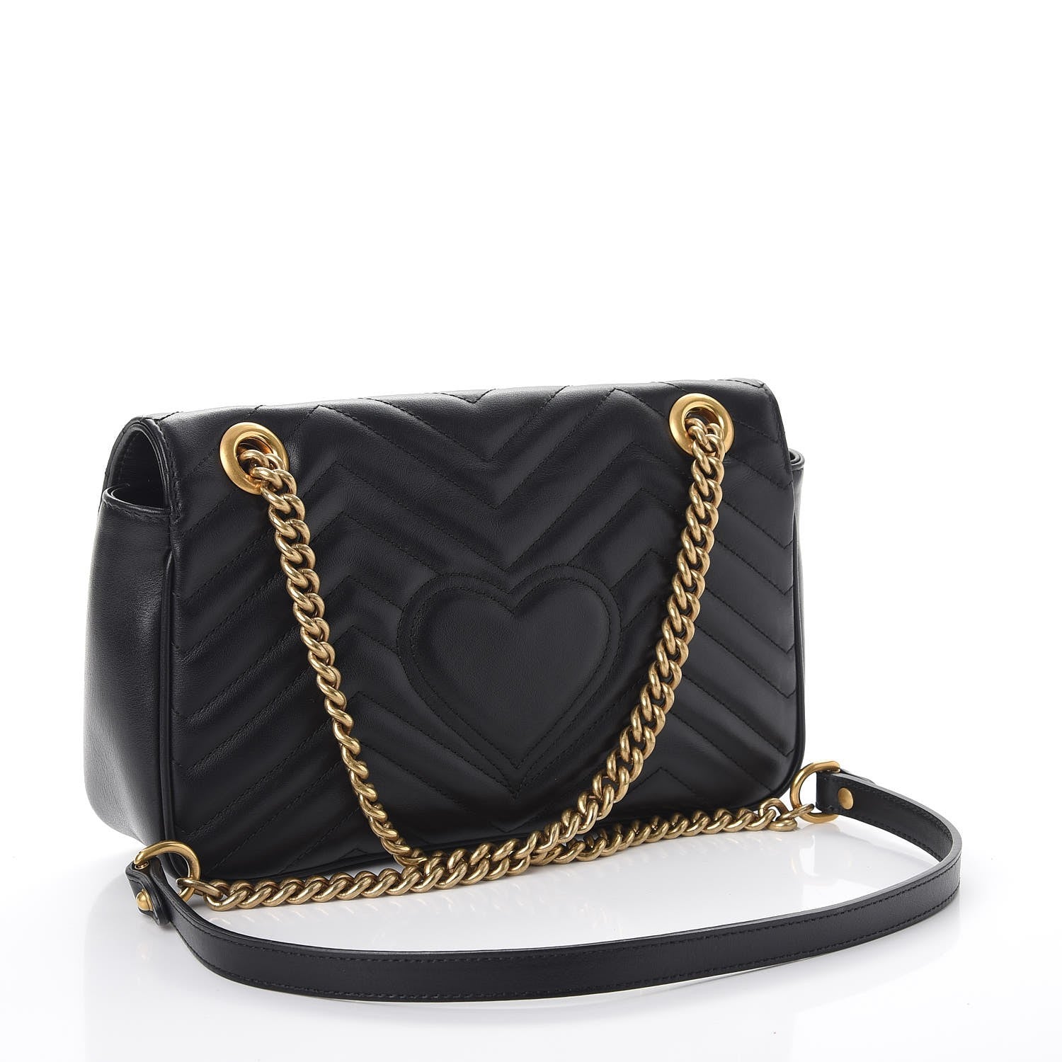 Gucci Calfskin Matelasse Small GG Marmont Shoulder Bag Black 3 of 8
