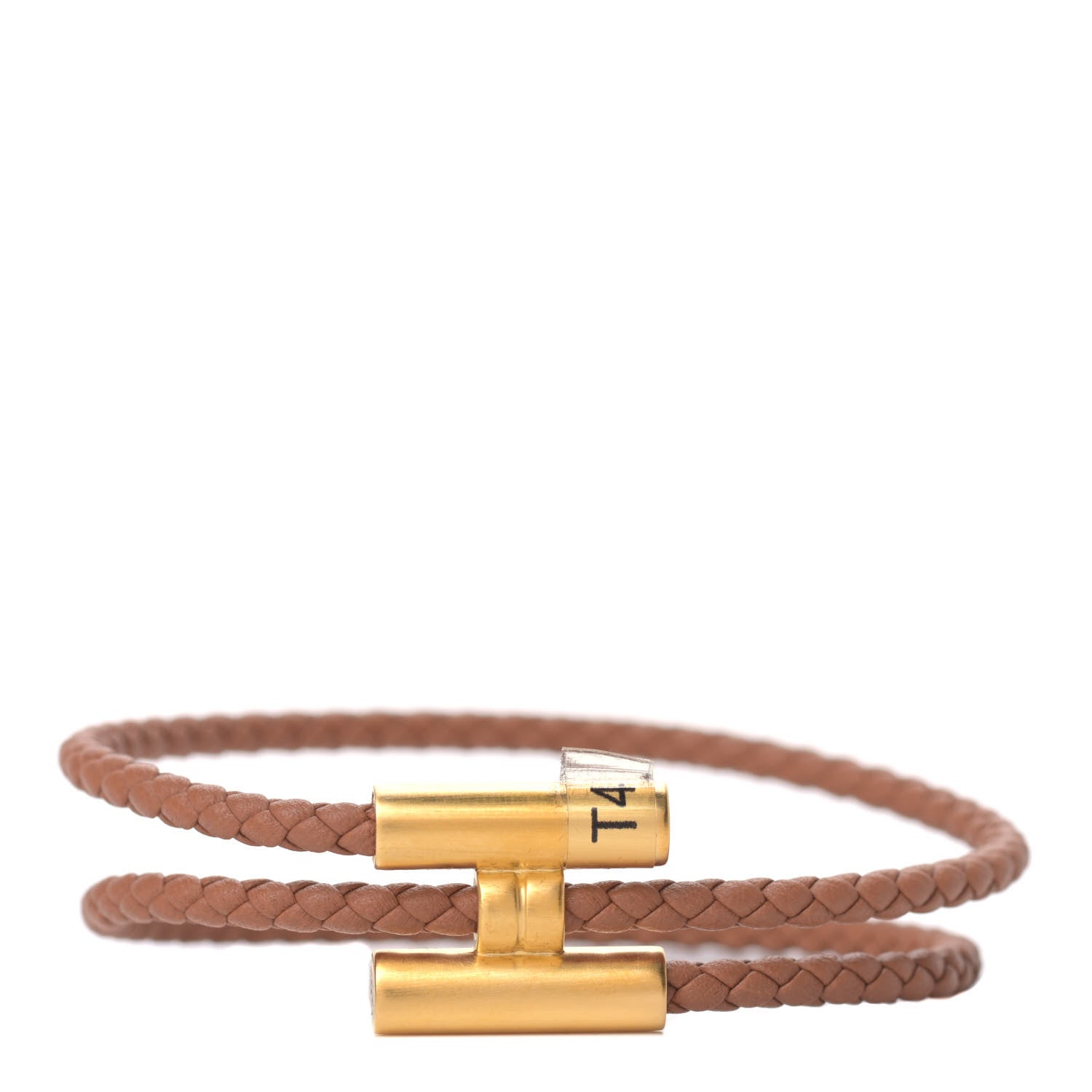 Hermes Swift Double Wrap Cord Tournis Tresse Bracelet T4 Gold 1 of 5