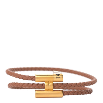 Hermes Swift Double Wrap Cord Tournis Tresse Bracelet T4 Gold 1 of 5