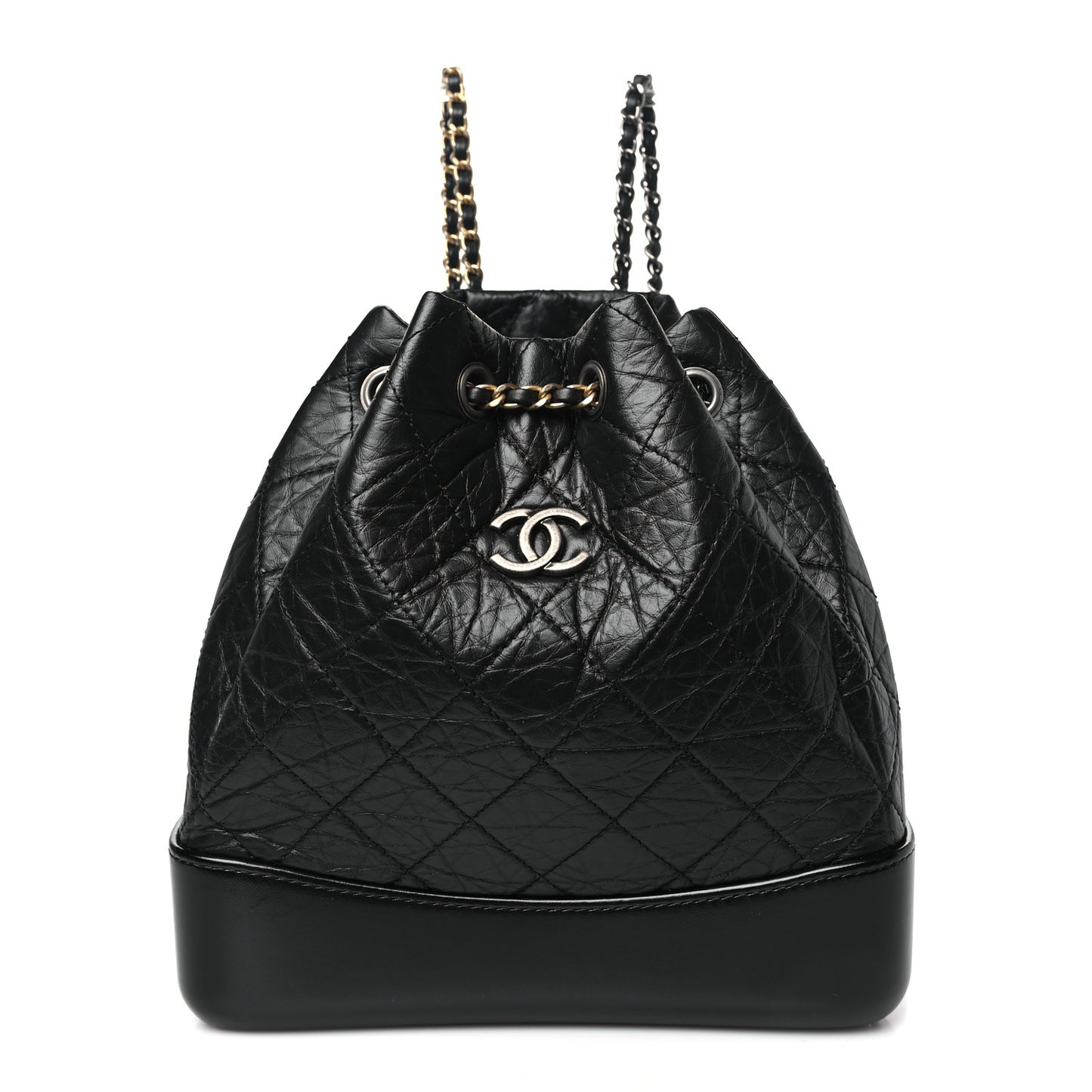 Aged Calfskin Quilted Small Gabrielle Backpack Black