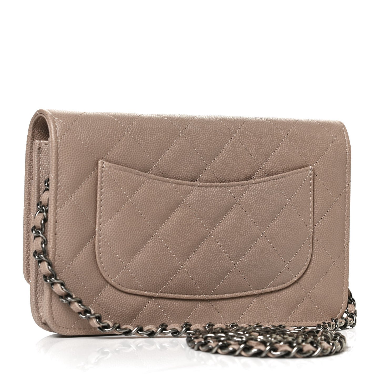 Caviar Quilted Wallet On Chain WOC Grey