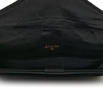 Chanel Lambskin Diamond Stitched Envelope Long Flap Wallet Black 5 of 7