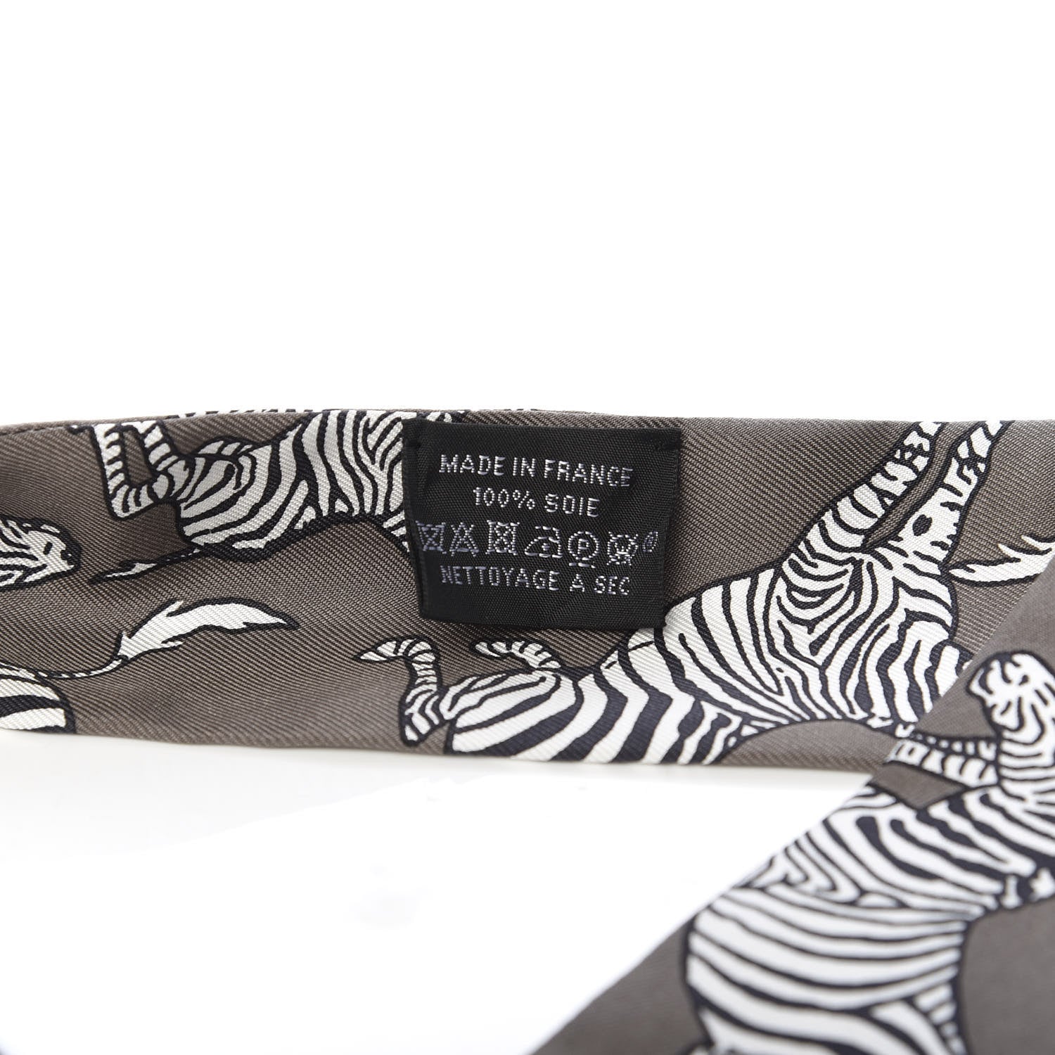 Hermes Silk Les Zebres Twilly Gris Taupe Black White 4 of 4