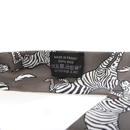 Hermes Silk Les Zebres Twilly Gris Taupe Black White 4 of 4