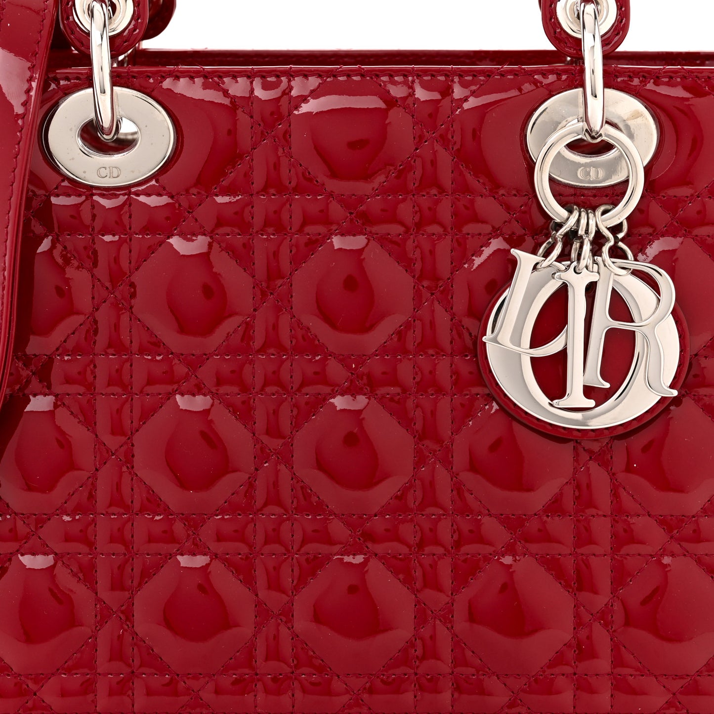 Patent Cannage Medium Lady Dior Red