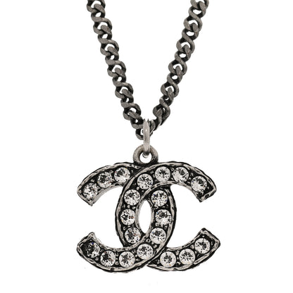 Chanel Pearl Crystal CC Pendant Necklace Silver 4 of 5