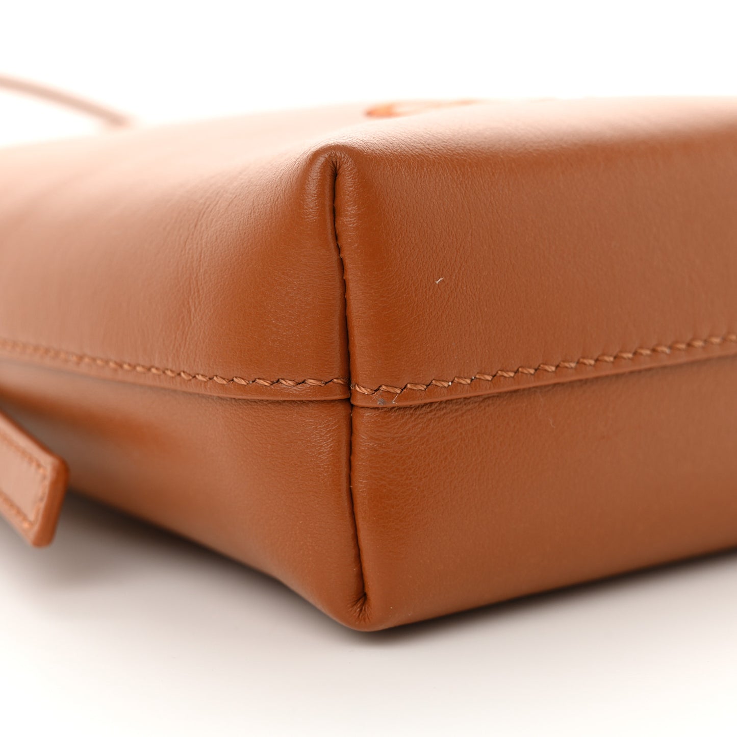 Shiny Calfskin Micro Sense Tote Bag Caramel