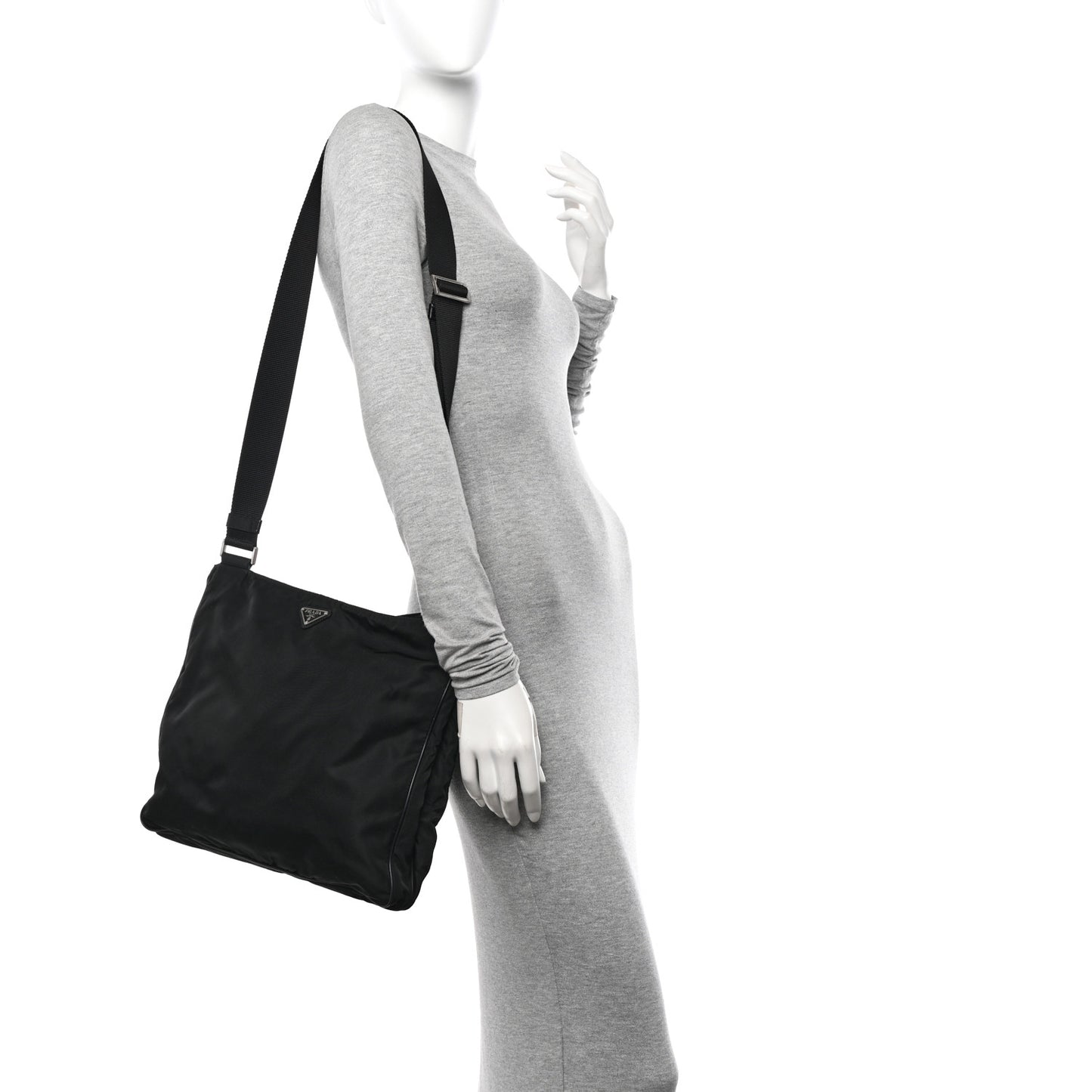 Nylon Vela Flat Messenger Bag Black
