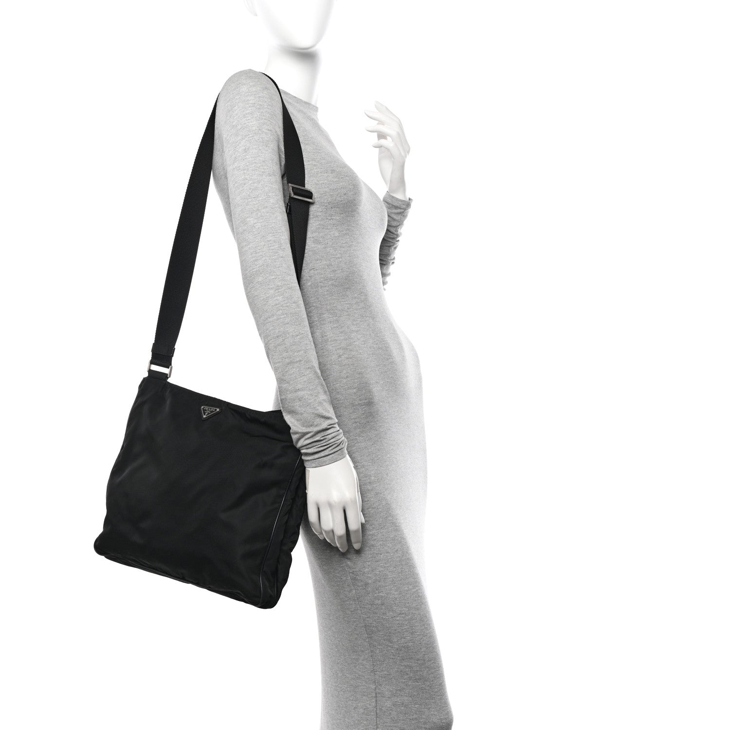 Prada Nylon Vela Flat Messenger Bag Black 2 of 9