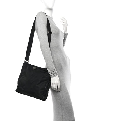 Prada Nylon Vela Flat Messenger Bag Black 2 of 9