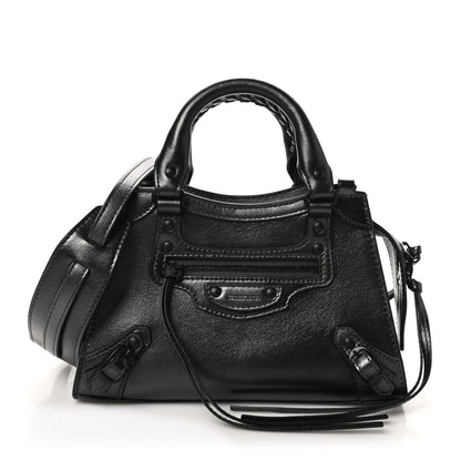 Balenciaga Smooth Calfskin Neo Classic Black Hardware Mini City Gunmetal 1 of 10