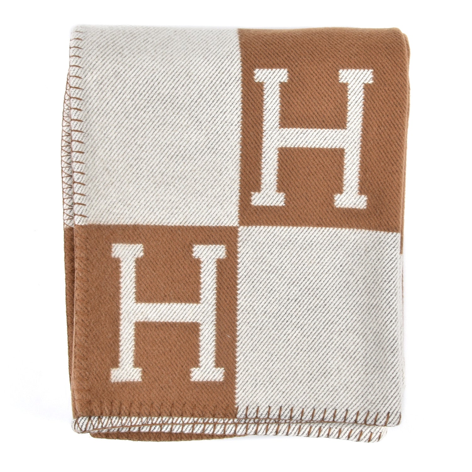 Hermes Wool Cashmere Avalon Blanket Ecru Camel 1 of 3