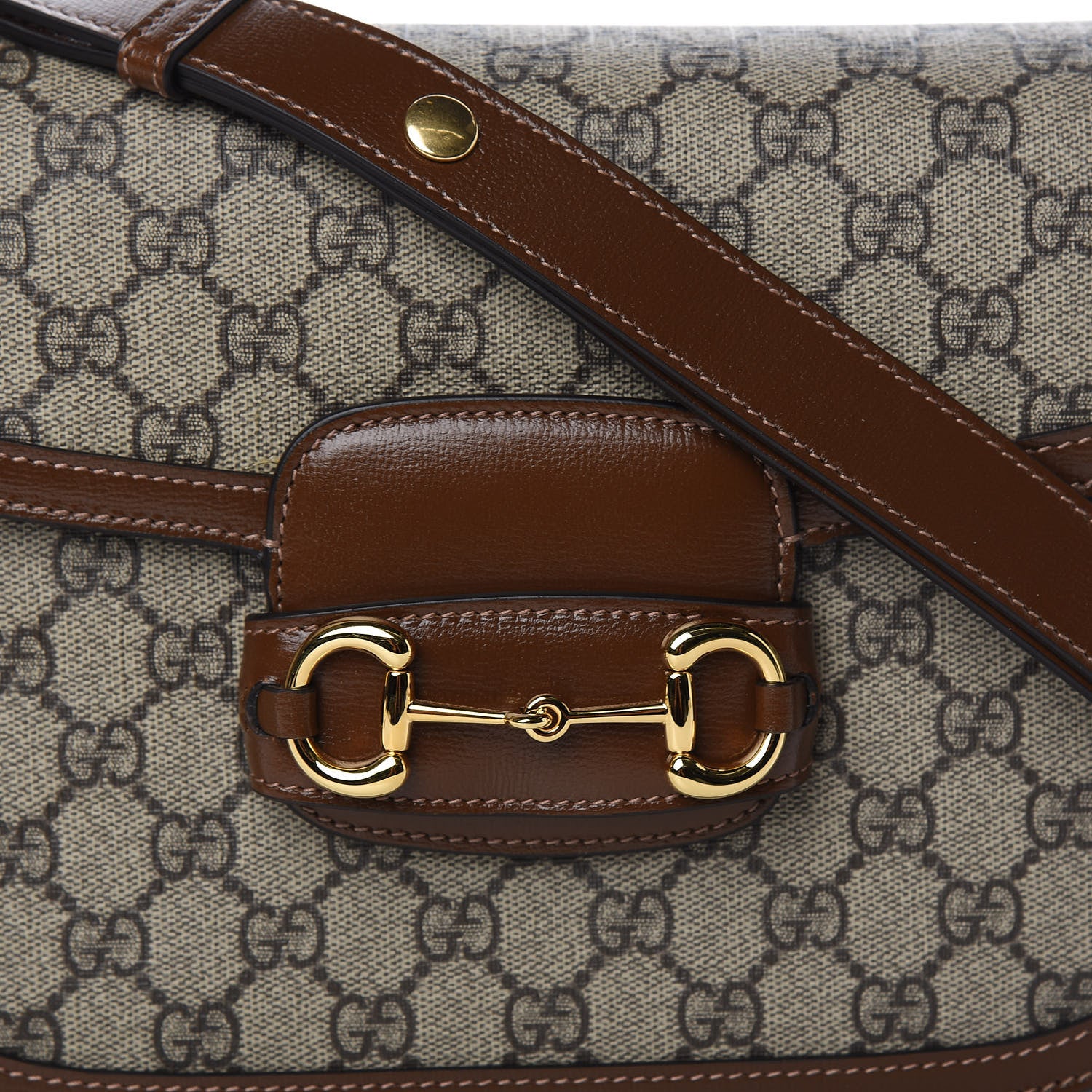Gucci GG Supreme Monogram Horsebit 1955 Shoulder Bag Beige Brown Sugar 10 of 10