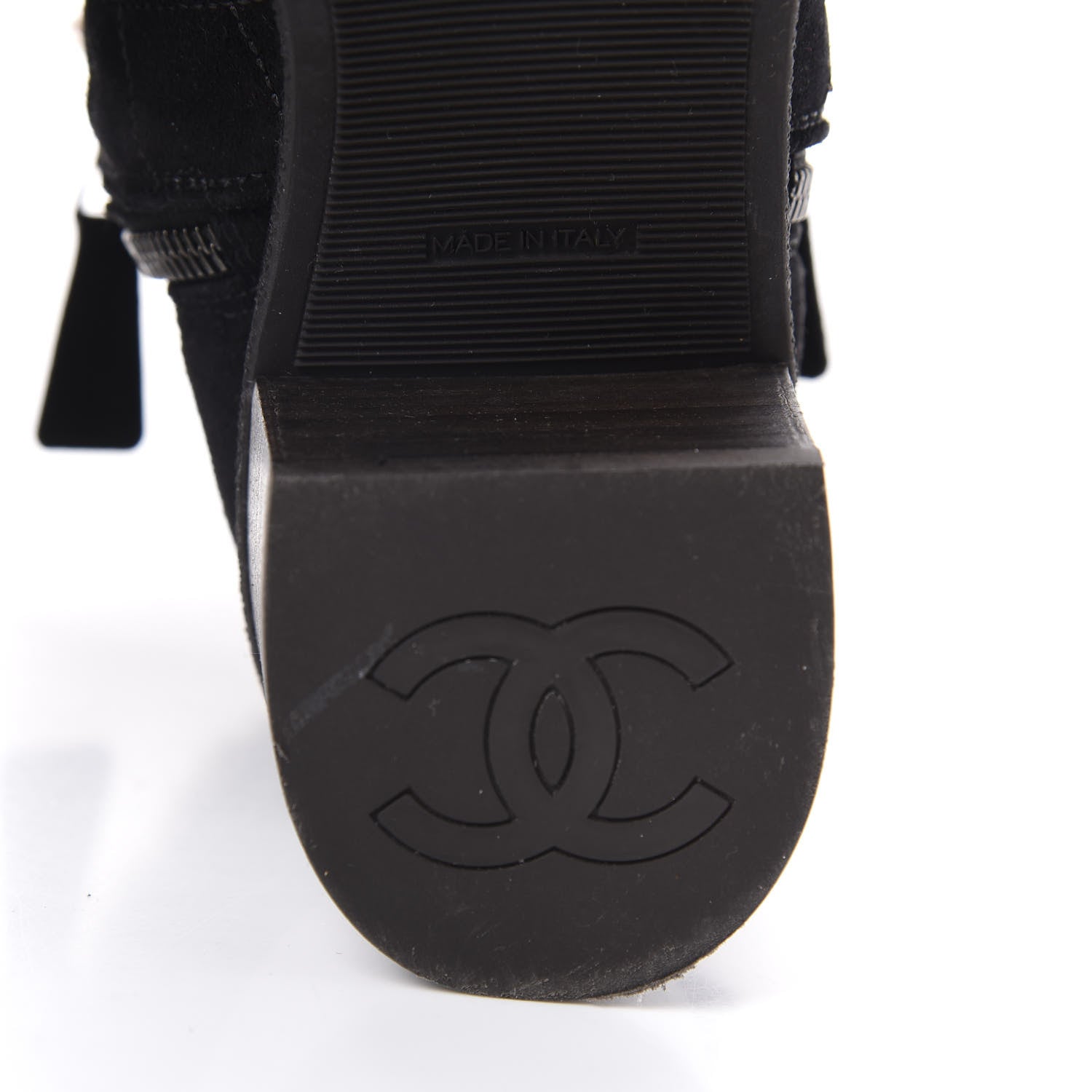 Chanel Suede Quilted Shearling Short Boots 36.5 Black 8 of 9