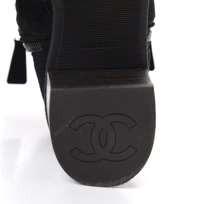 Chanel Suede Quilted Shearling Short Boots 36.5 Black 8 of 9