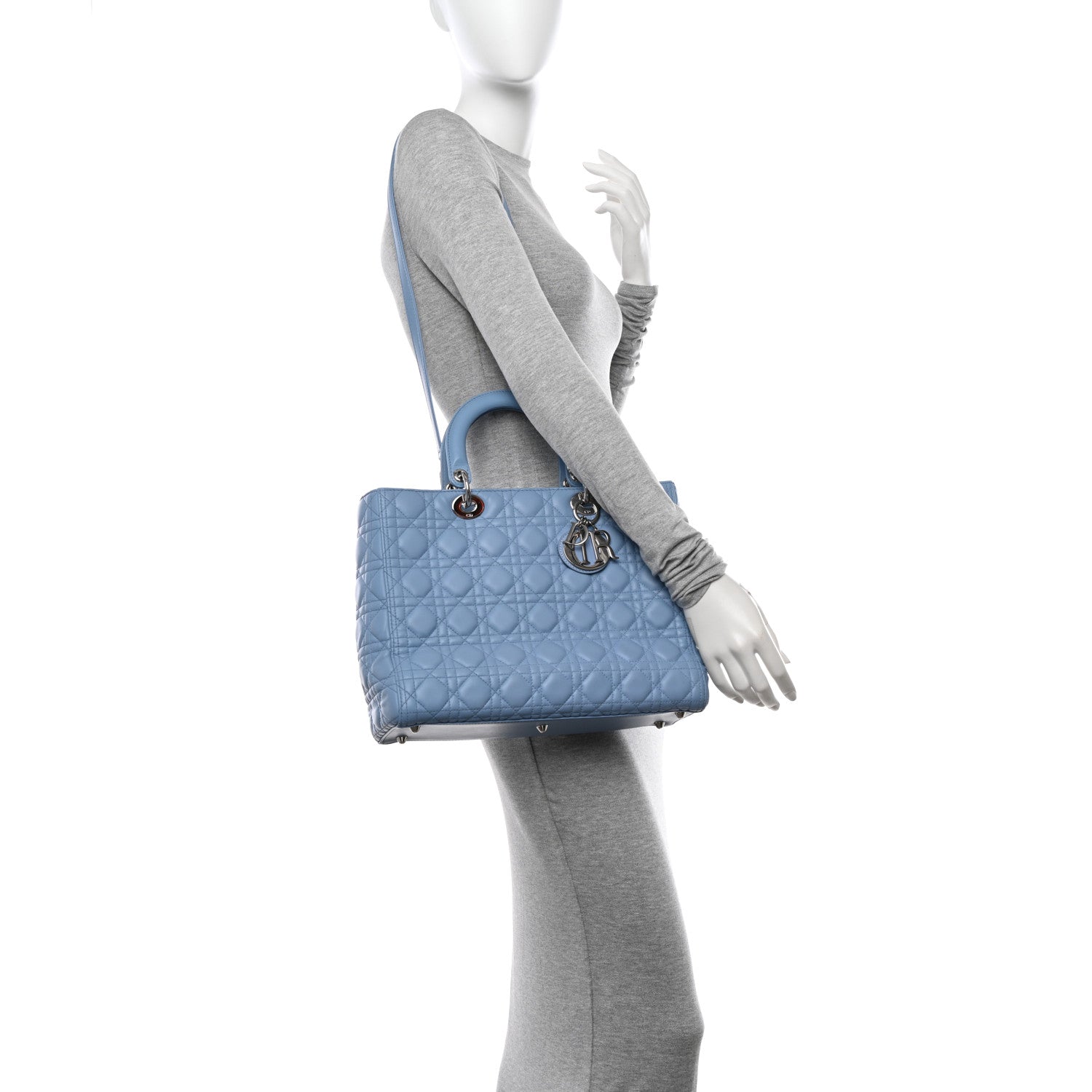 Christian Dior Lambskin Cannage Large Lady Dior Light Blue 3 of 11