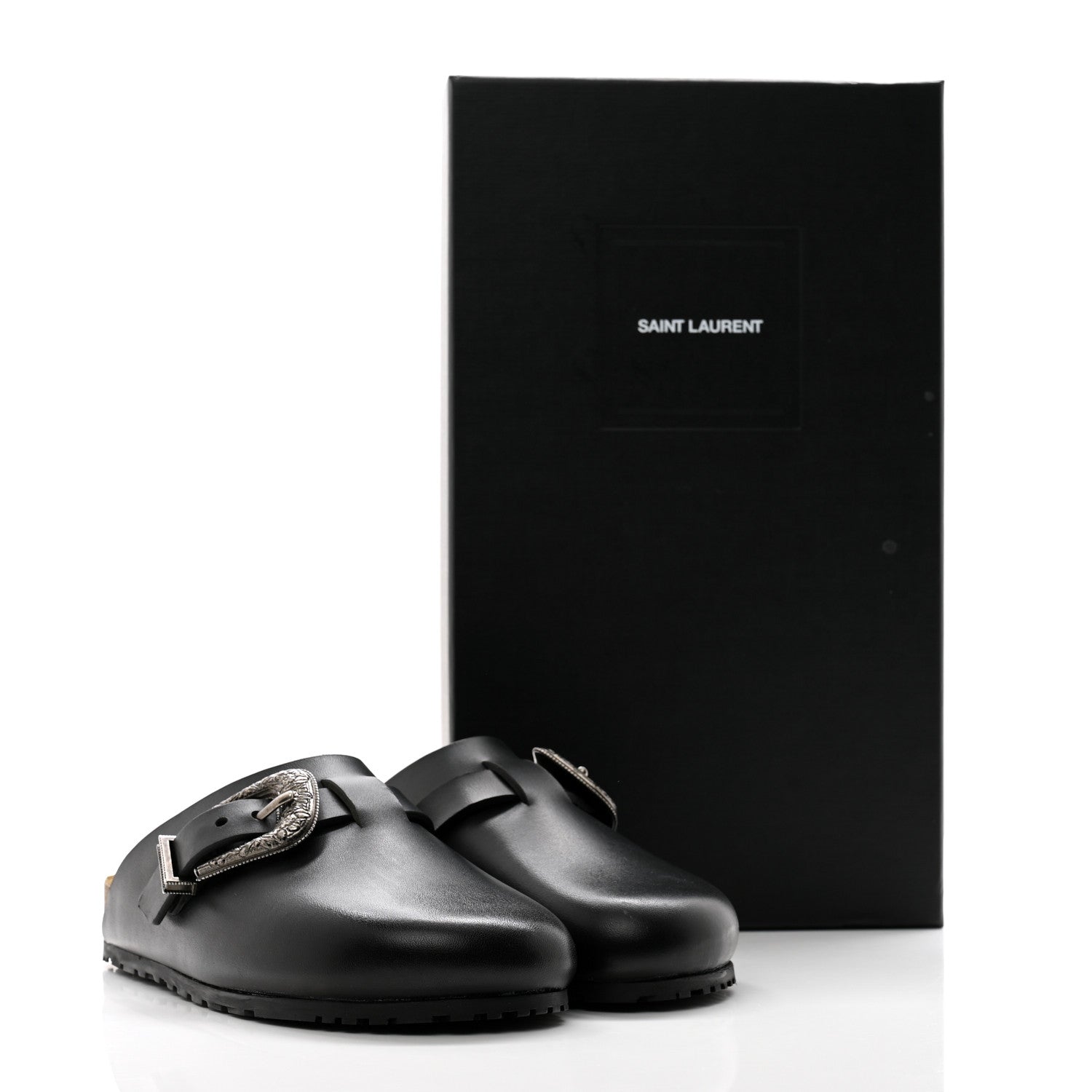 Saint Laurent Calfskin Buckle Jimmy Clog 38 Black 11 of 11