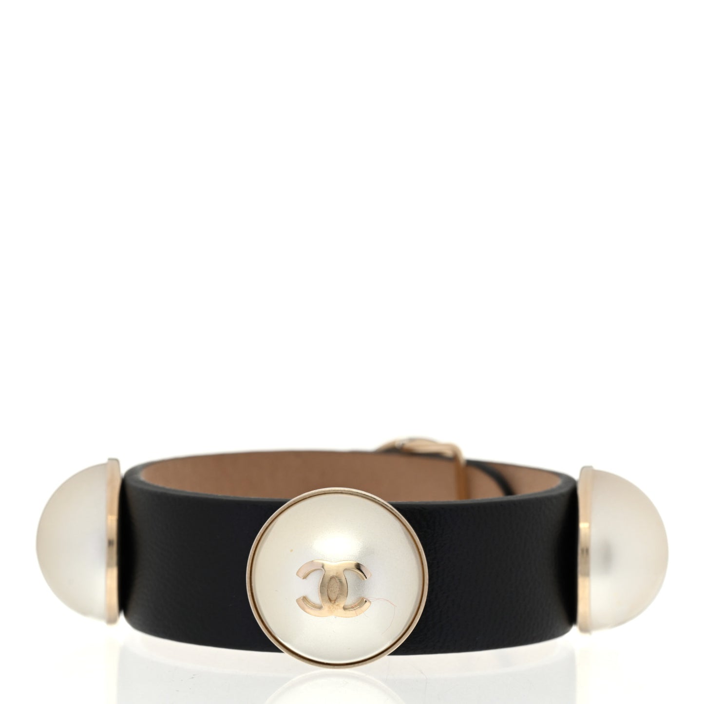 Lambskin Pearl CC Bracelet M Black