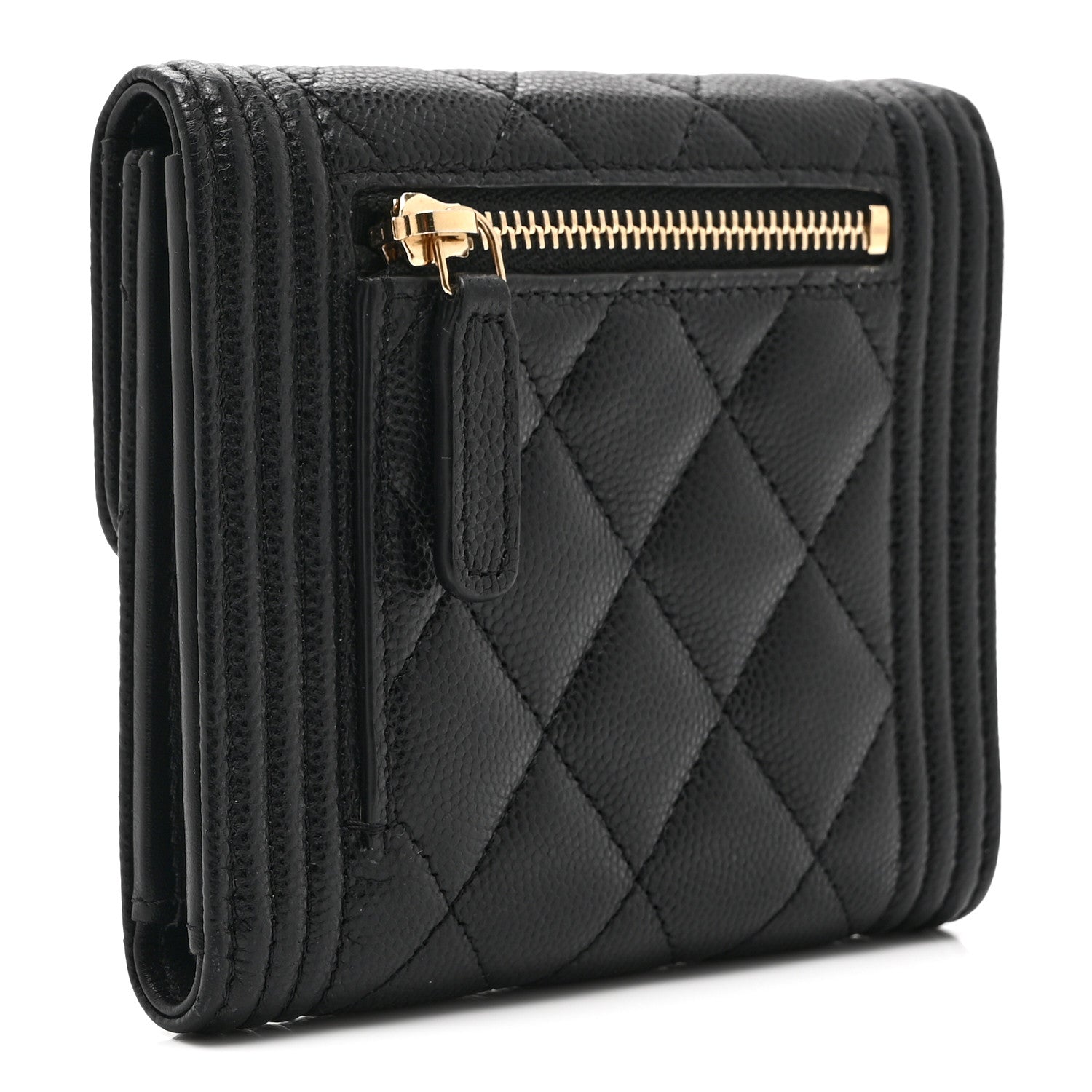 Chanel Caviar Quilted Compact Boy Wallet Black 3 of 11