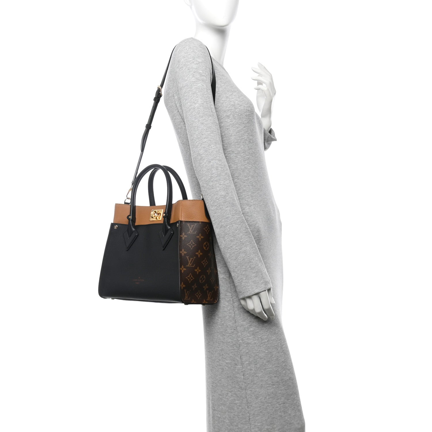 Louis Vuitton Calfskin Monogram On My Side Black 2 of 9