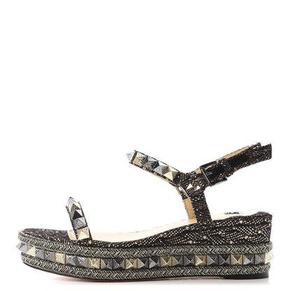 Christian Louboutin Specchio Vintage Pyraclou 60 Platform Sandals 38 Black Gold 1 of 10