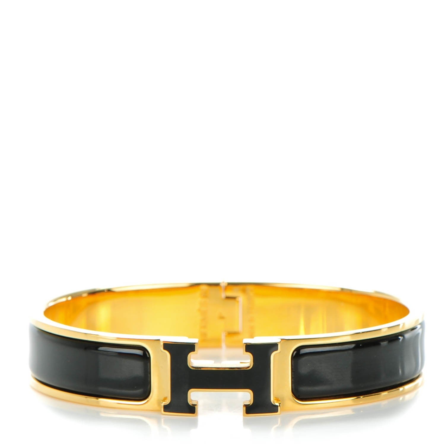Hermes Enamel Narrow Clic Clac H Bracelet GM Black 1 of 5