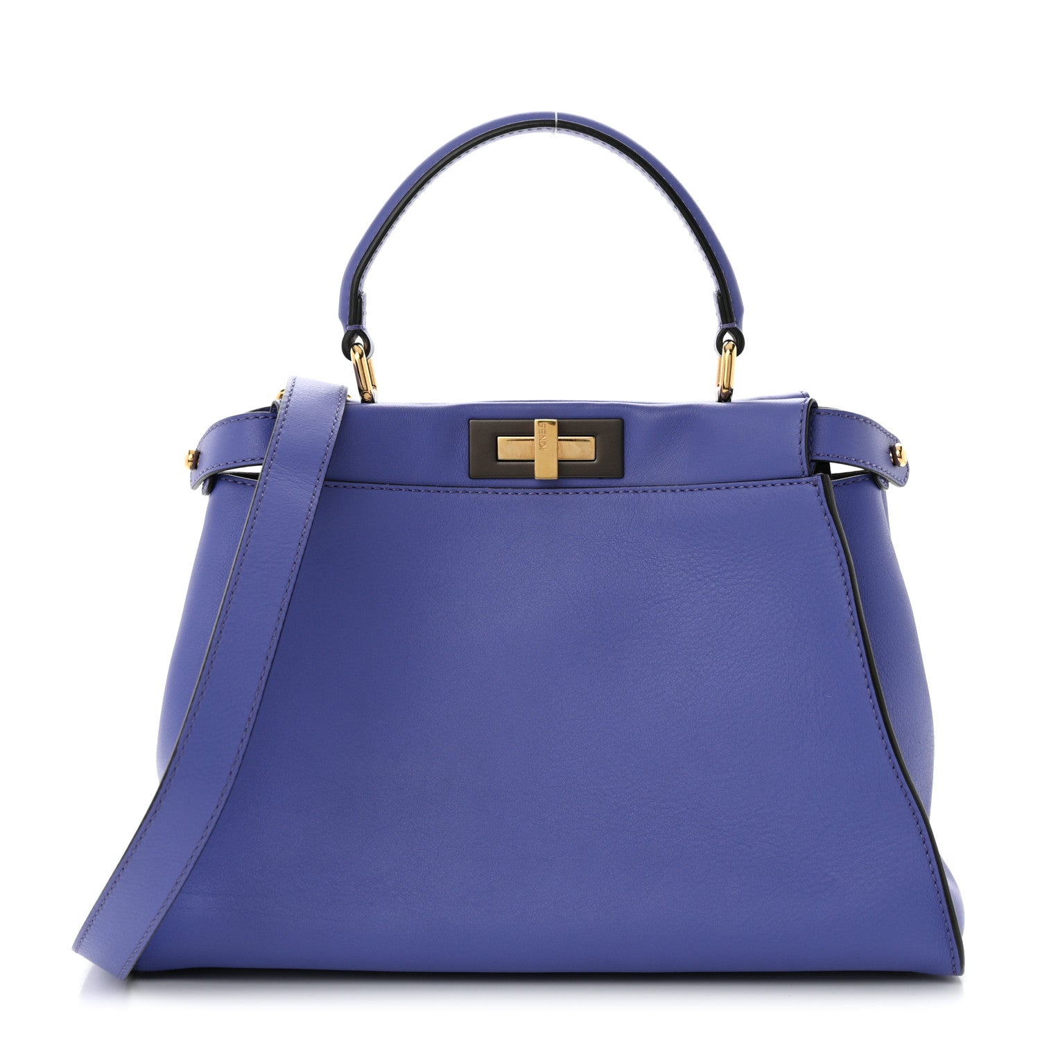 Fendi Vitello Seta Medium Peekaboo Iconic Satchel Viola Cassis 1 of 13