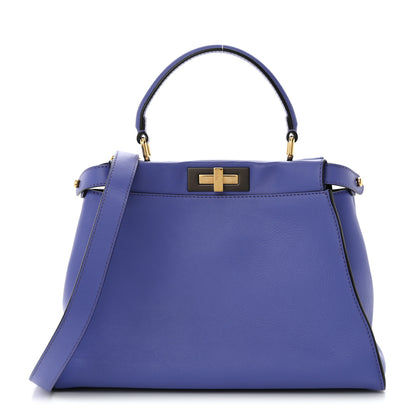 Fendi Vitello Seta Medium Peekaboo Iconic Satchel Viola Cassis 1 of 13