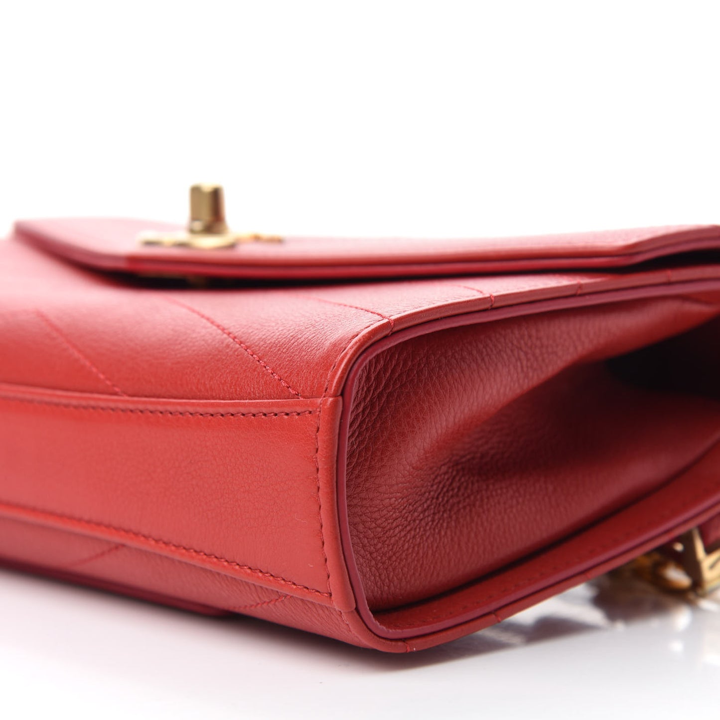 Calfskin Chevron Stitched Coco Waist Bag Red