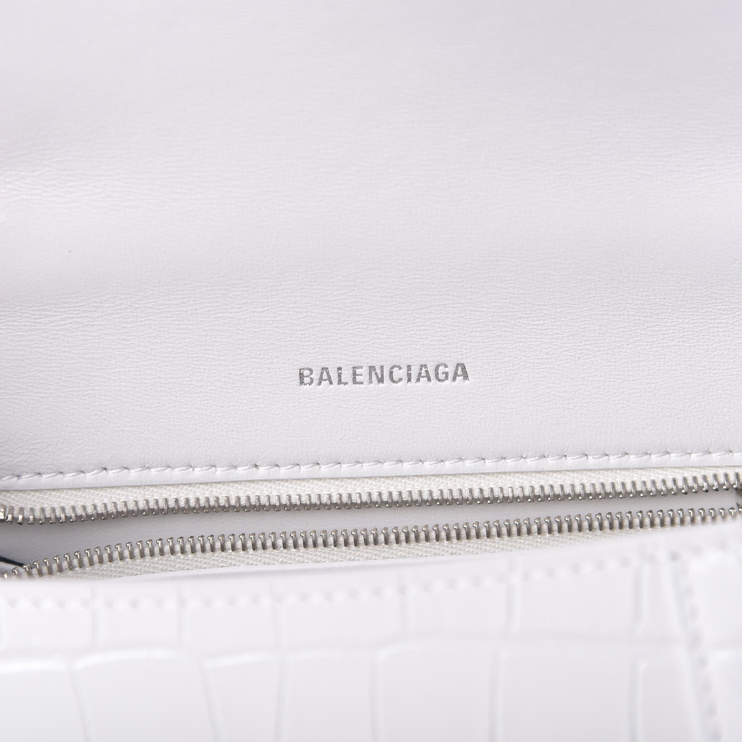 Balenciaga Calfskin Crocodile Embossed Small Hourglass Top Handle Bag White 6 of 13