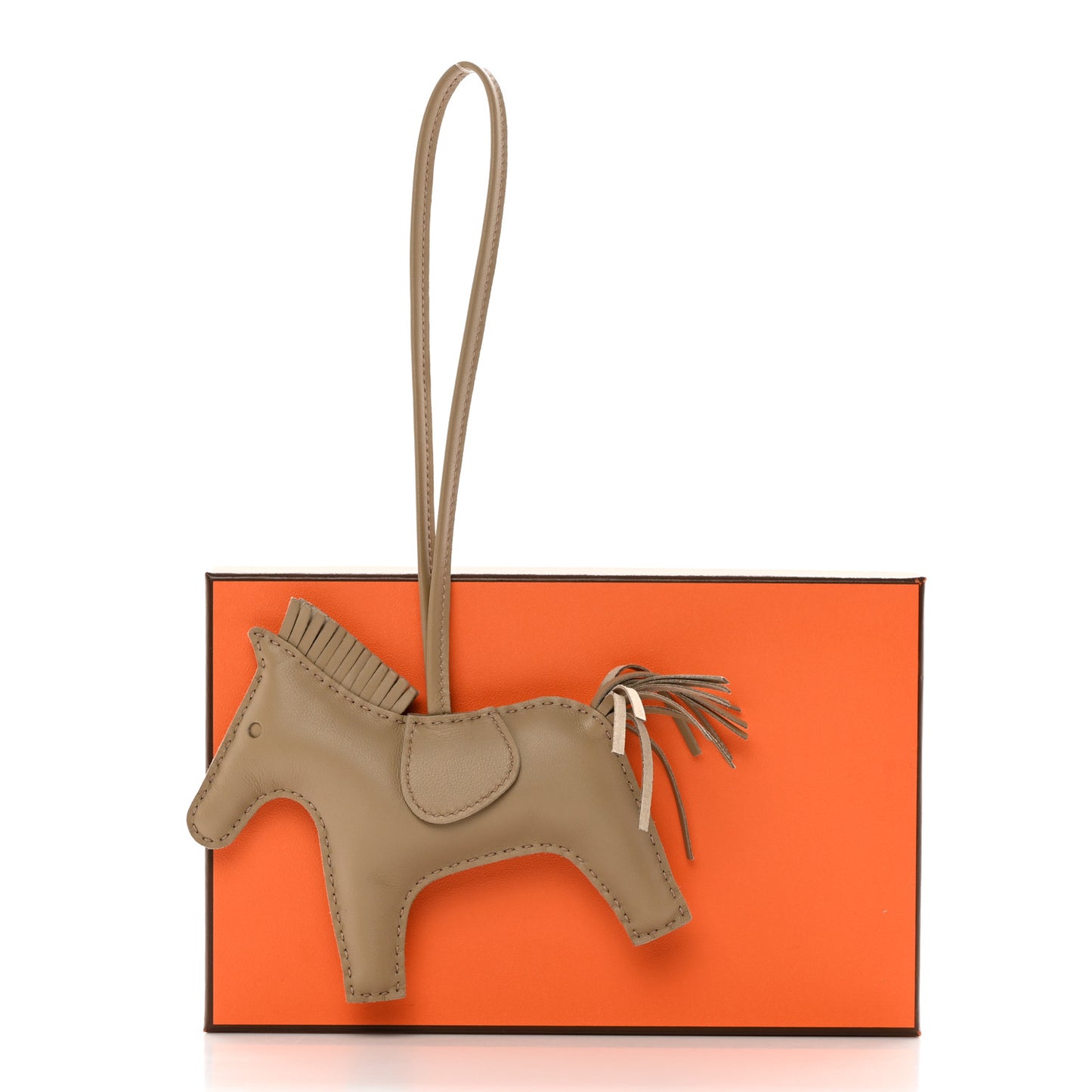 Milo Lambskin Grigri Rodeo Horse Bag Charm MM Beige Marfa