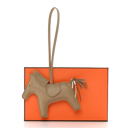 Hermes Milo Lambskin Grigri Rodeo Horse Bag Charm MM Beige Marfa 5 of 5