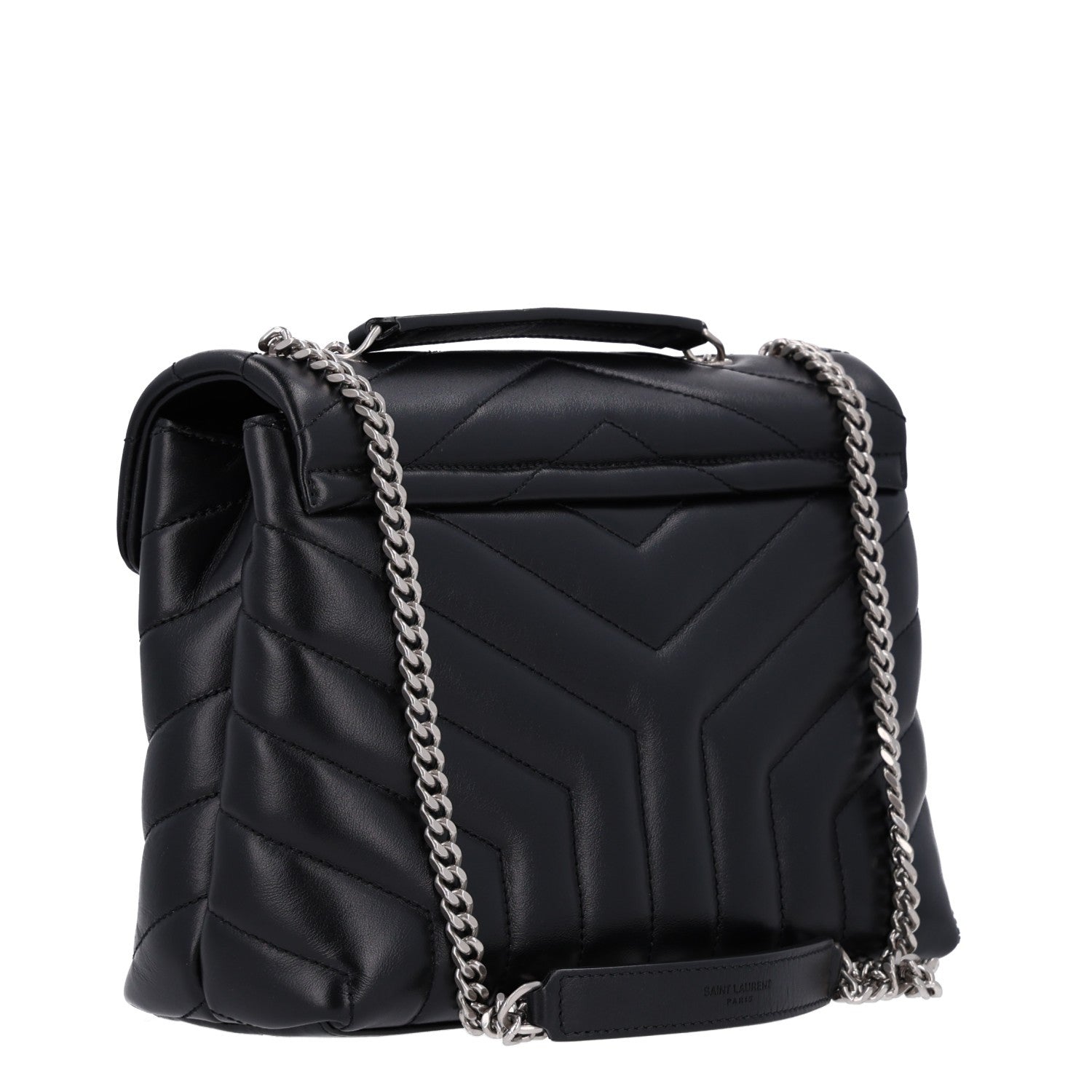 Saint Laurent Calfskin Y Quilted Monogram Small Loulou Chain Satchel Black 3 of 11