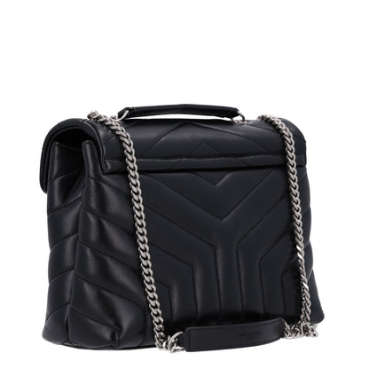 Saint Laurent Calfskin Y Quilted Monogram Small Loulou Chain Satchel Black 3 of 11