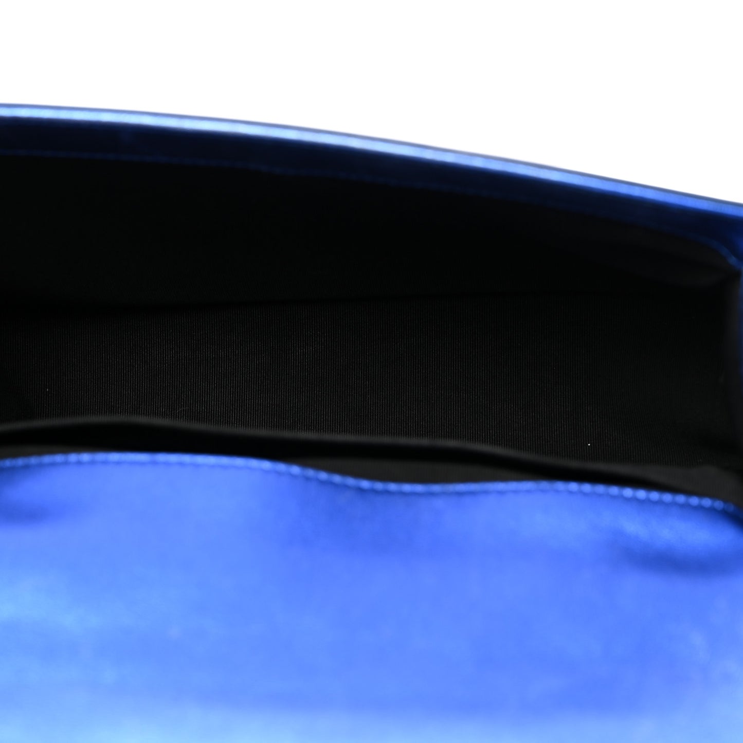 Metallic Patent Quilted Medium Boy Flap Blue
