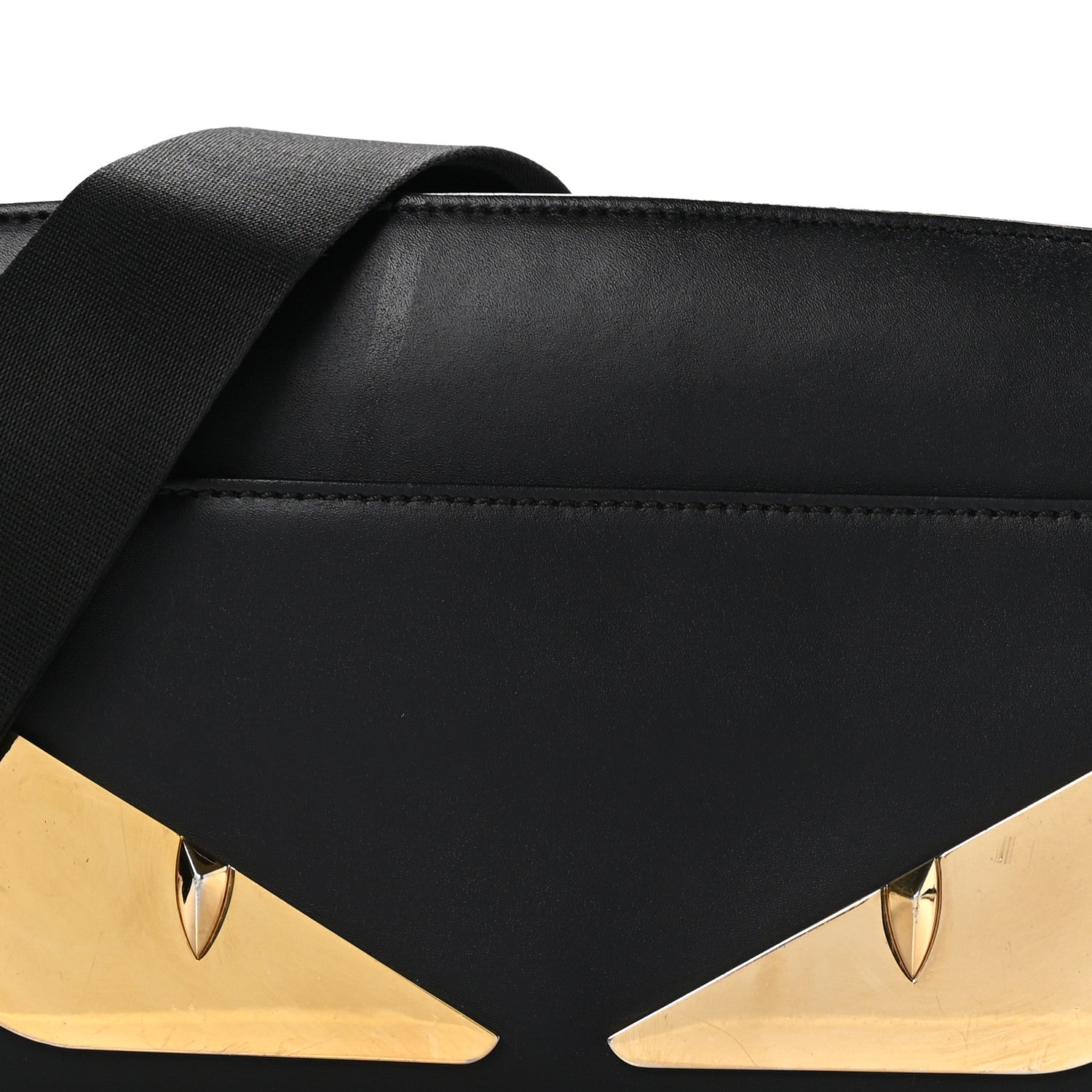Fendi Vitello Metal Monster Eyes Messenger Bag Black 8 of 13