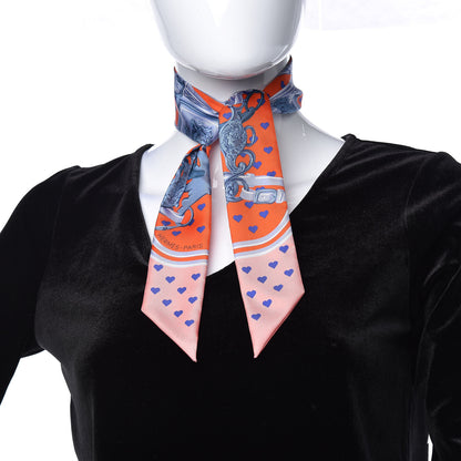 Hermes Silk Brides de Gala Love Twilly Orange Gris Bleuete Saumon 2 of 5