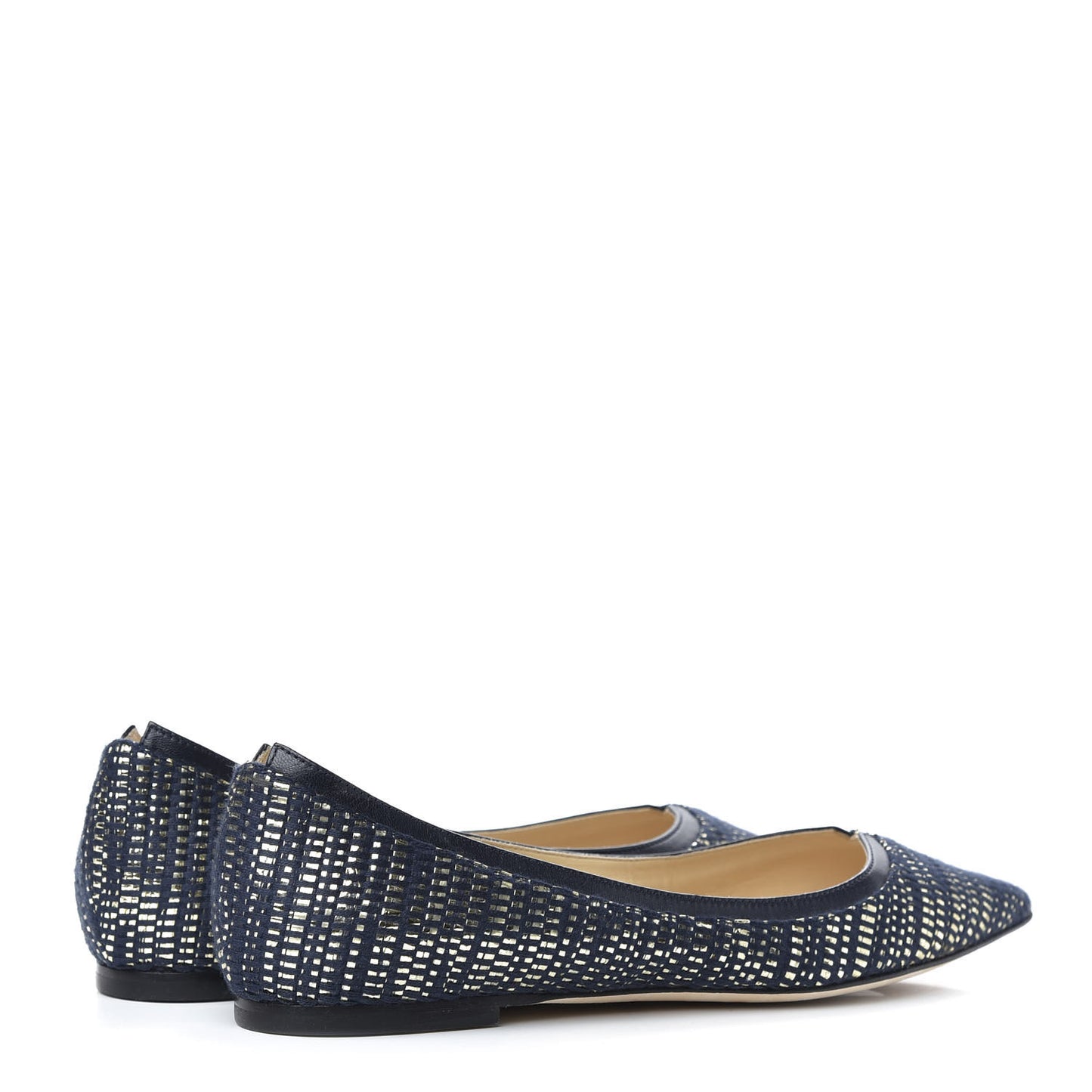 Metallic Fabric Kid Imogen Pointed Toe Flats 38 Navy Gold