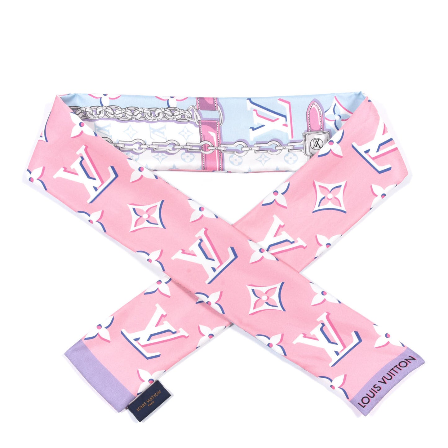 Silk Monogram Escale Perfect Match Bandeau Bleu Rose