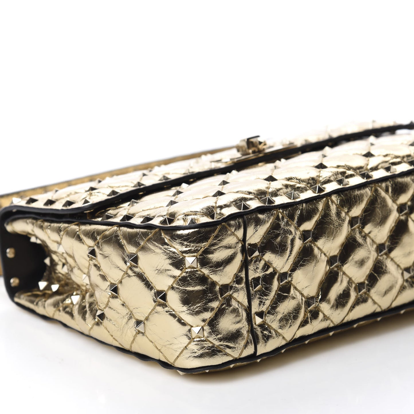 Metallic Wrinkled Lambskin Medium Rockstud Spike Shoulder Bag Mekong