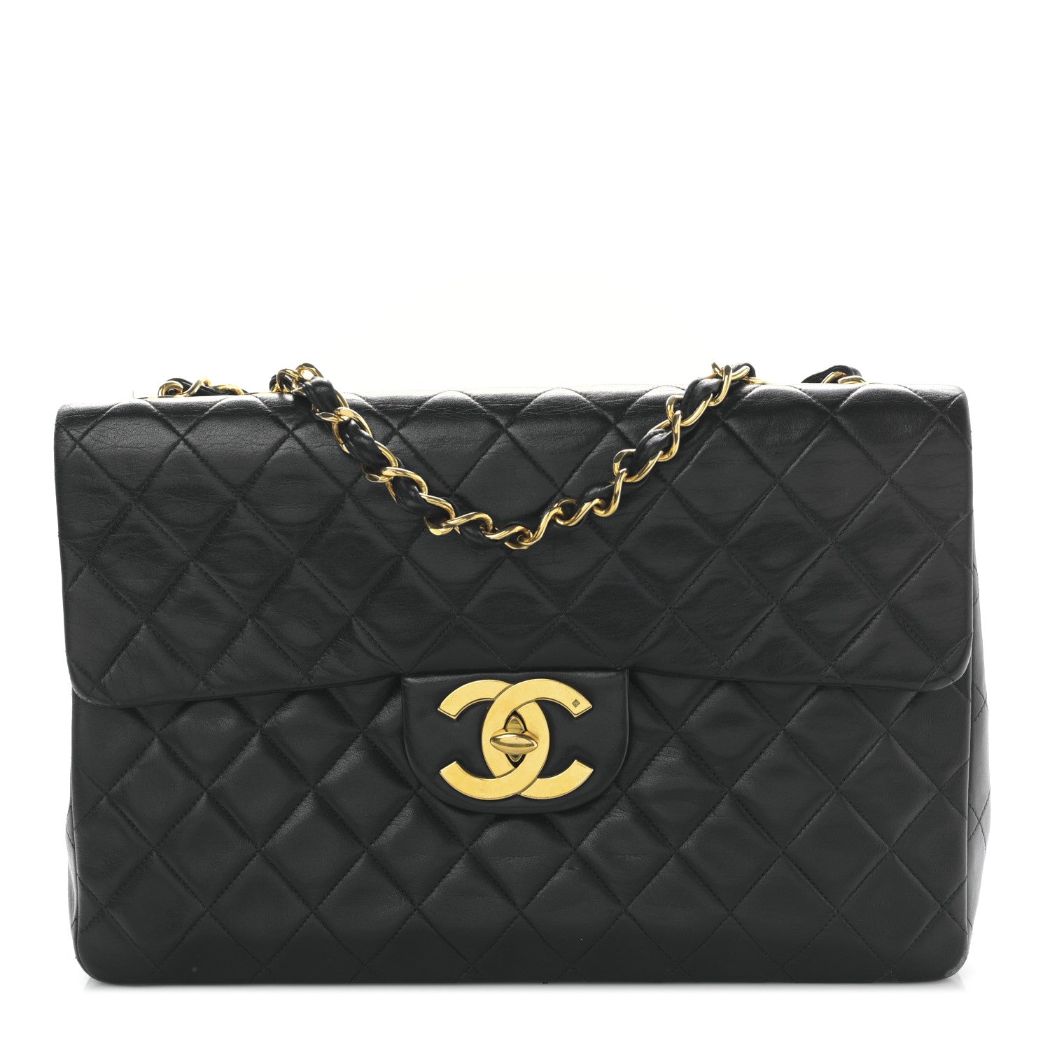 Chanel Lambskin Quilted XL Jumbo Single Flap Black 1 of 10