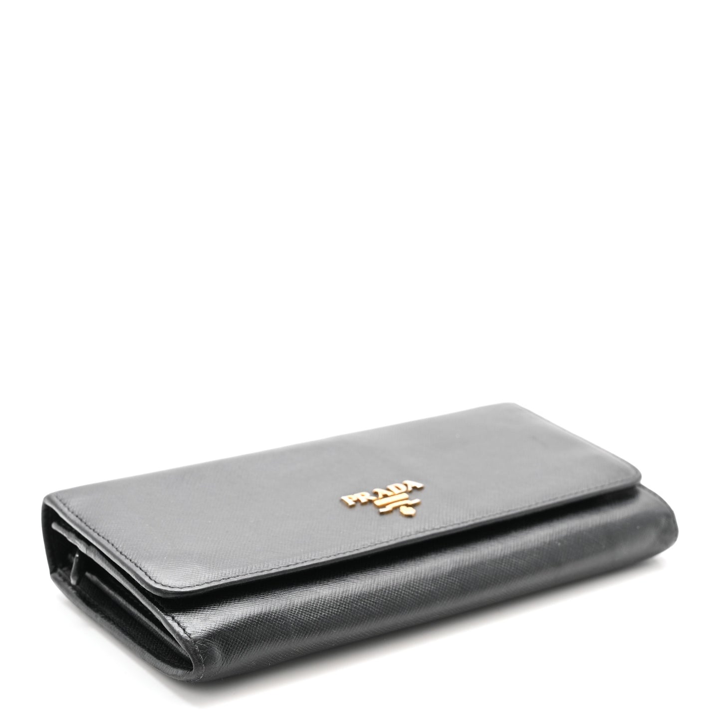 Saffiano Metal Continental Flap Wallet Black