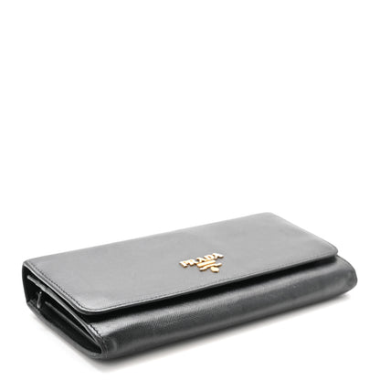 Prada Saffiano Metal Continental Flap Wallet Black 4 of 6