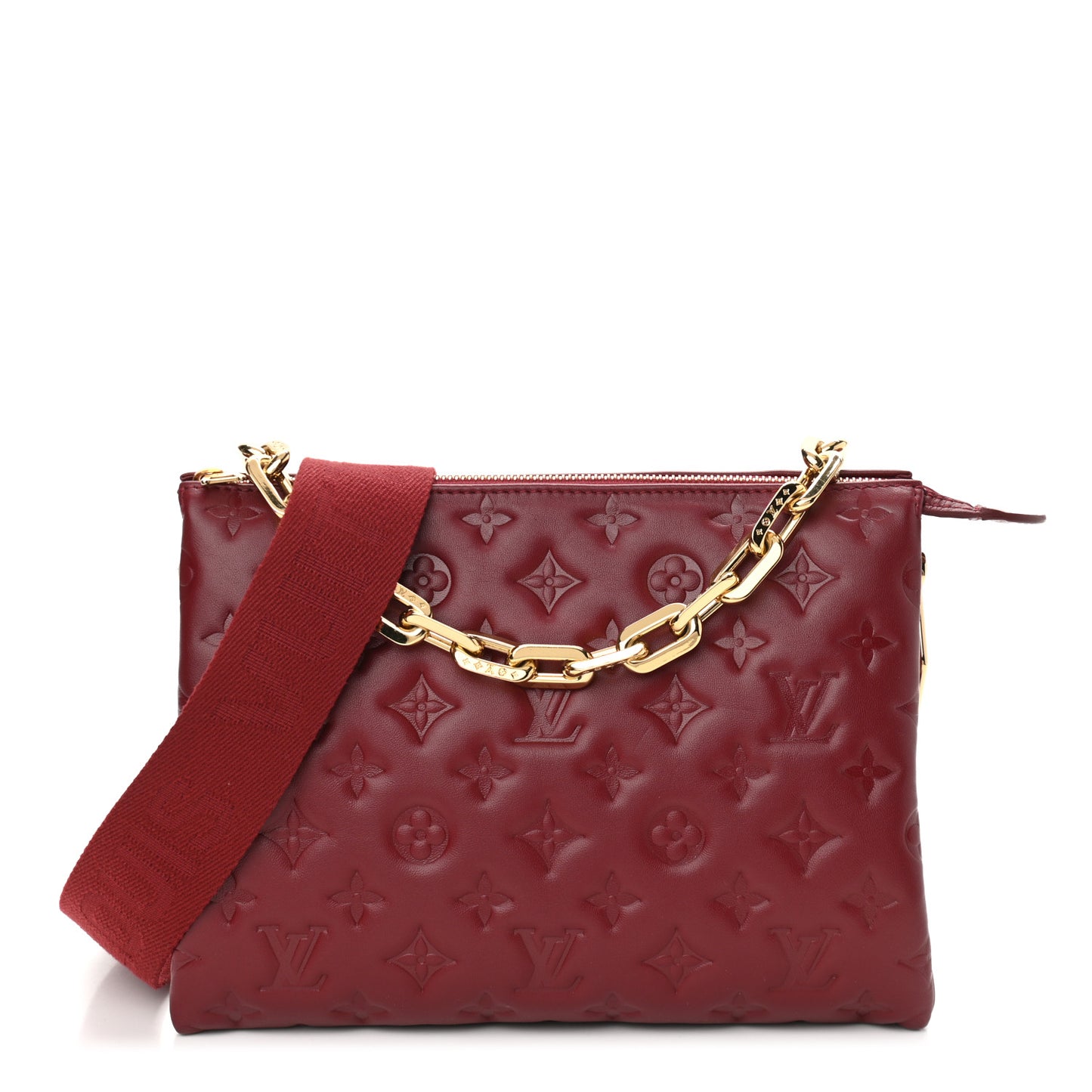 Lambskin Embossed Monogram Coussin PM Wine